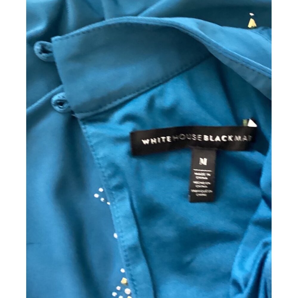 White House Black Market Teal Long-Sleeve Cold Shoulder Dress Rhinestones Size M - Picture 4 of 12
